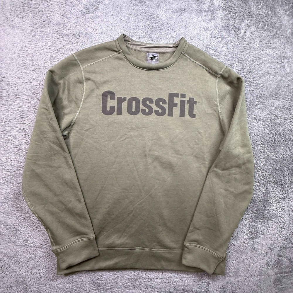 NOBULL Crossfit Sweatshirt Olive Green Mens L Crew Neck Pullover Fleece Gym